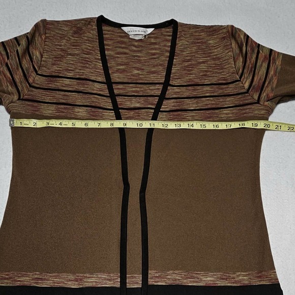 EXCLUSIVLEY MISOOK Twin Set Tank Top Sz S Knit Cardigan Sz XS Brown Stripe Fall - Picture 6 of 12
